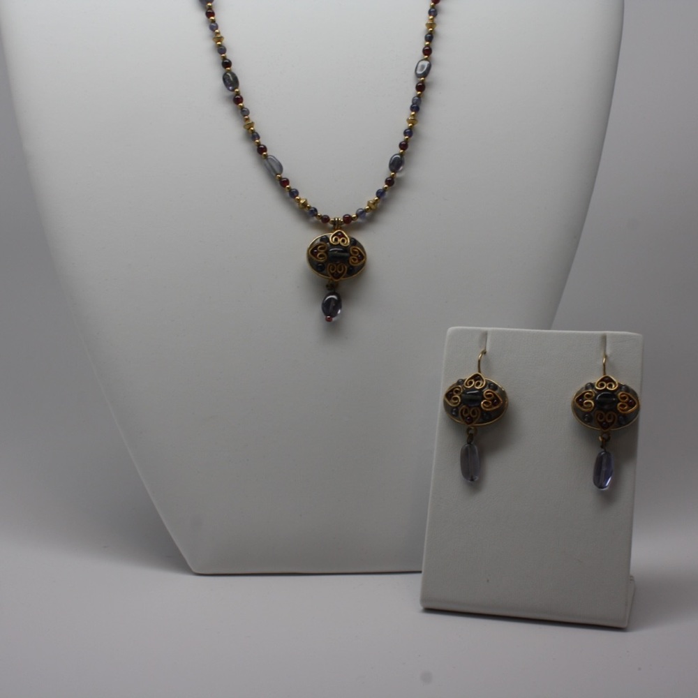 Enamel necklace/ earring set